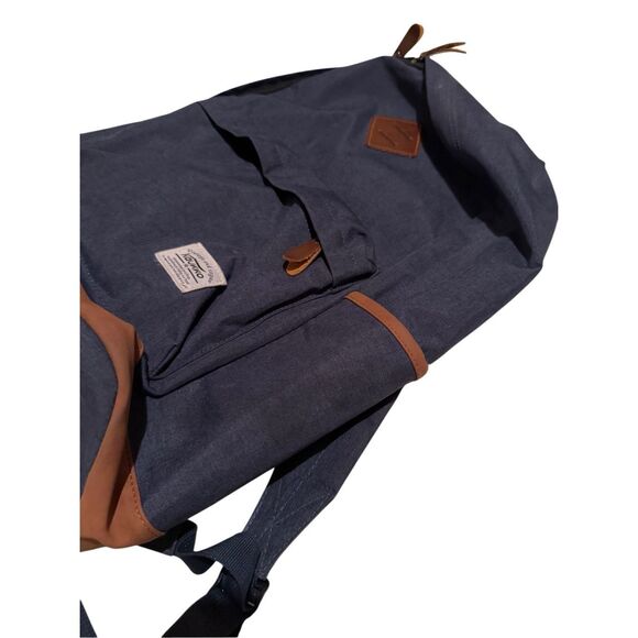 KAUKKO Stylish College School Backpack Travel Navy Blue Brown Medium Average siz - Picture 4 of 8